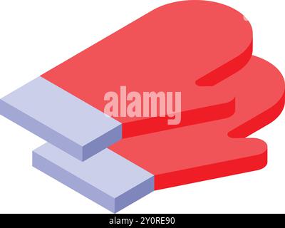 Red oven mitts keeping hands safe from hot dishes when cooking Stock Vector