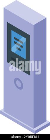 Modern digital interactive information kiosk displaying public information on a large touchscreen Stock Vector