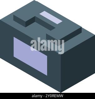 Car battery providing power for starting the engine, isometric icon Stock Vector