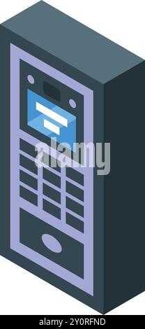 Intercom system with a digital display is showing an incoming call from a visitor Stock Vector