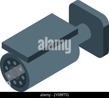 Modern security camera is mounted on a wall, providing surveillance and ensuring safety Stock Vector