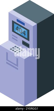 This isometric atm is showing a 404 error message Stock Vector