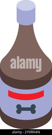 Isometric style illustration of a dog food bottle with blank label, perfect for pet shop or veterinary related designs Stock Vector