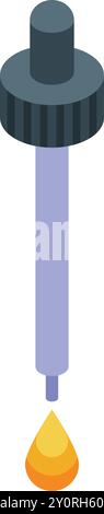 Pipette is dripping essential oil in this isometric illustration Stock Vector