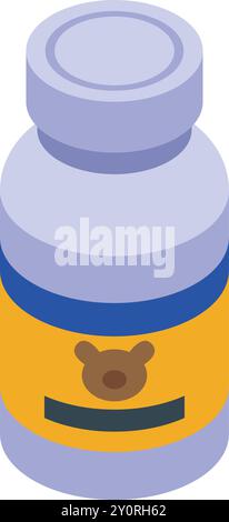Baby syrup bottle with bear icon representing medicine for children Stock Vector