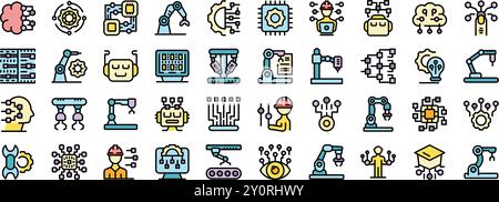 Engineers are developing artificial intelligence, programming robots and machines to automate tasks Stock Vector