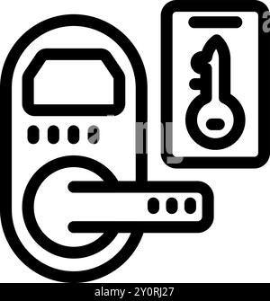 Digital door lock system using a keycard for entry, providing advanced security and access control Stock Vector
