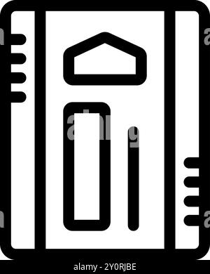 Line icon of a notebook representing an architect project and blueprint Stock Vector