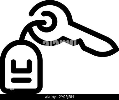 Simple key with blank label hanging from keyring, perfect for security and access related designs Stock Vector