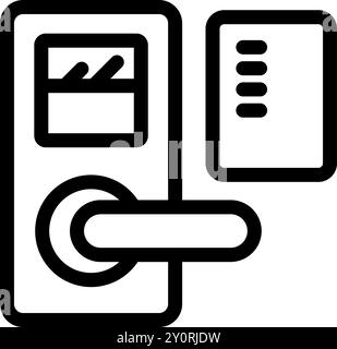 Simple icon of a hotel room door lock being unlocked with a key card Stock Vector
