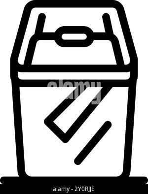 Black outline vector illustration of a ballot box with paper being inserted into the slot Stock Vector