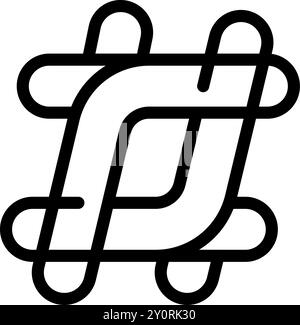 Bold black hashtag symbol is depicted, representing social media trends and online discussions Stock Vector