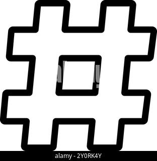Bold black hashtag symbol is isolated on a white background, representing online trending topics and social media engagement Stock Vector