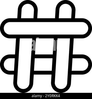 Simple, bold, black hashtag symbol is standing out on a white background Stock Vector