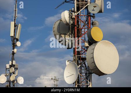 television antennas, industrial antennas, TV and Internet Stock Photo