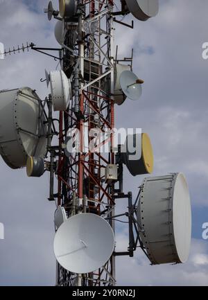 television antennas, industrial antennas, TV and Internet Stock Photo