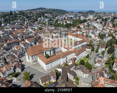 The historic old town of St. Gallen with the monastery quarter and the cathedral, collegiate church of St. Gallus and Otmar, UNESCO World Heritage Sit Stock Photo