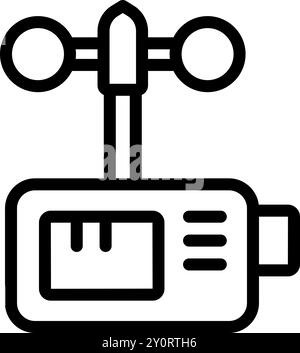 Simple line icon of an anemometer, an instrument for measuring wind speed Stock Vector