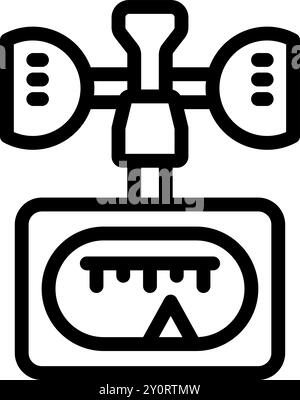 Line icon of a home weather station giving wind information Stock Vector