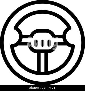 Simple black outline of a steering wheel with buttons, symbolizing driving and transportation Stock Vector