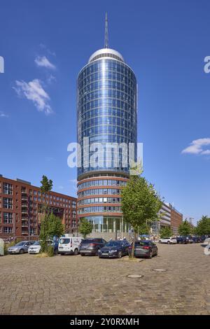 Columbus House against blue sky with car park, Free and Hanseatic City of Hamburg, Hanseatic City, independent city, Federal State of Hamburg, Germany Stock Photo