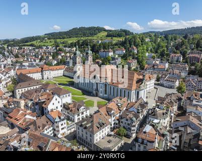 The historic old town of St. Gallen with the monastery quarter and the cathedral, collegiate church of St. Gallus and Otmar, UNESCO World Heritage Sit Stock Photo