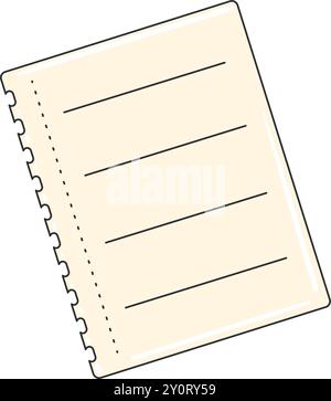 Single lined notebook paper in cartoon style Vector Stock Vector