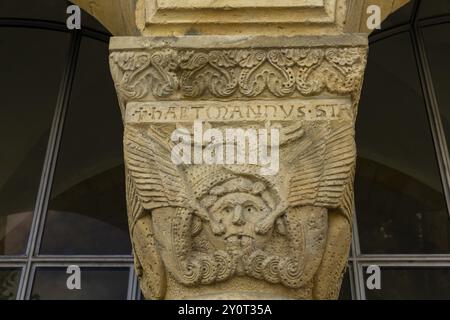 Remains of a historic church in Romanesque style with original vestibule made of natural stone from 1822, Cathedral vestibule, Goslar, Lower Saxony, G Stock Photo