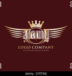 BU Letter Initial with Royal Wing Logo . Stock Vector