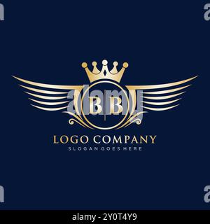 BB Letter Initial with Royal Wing Logo Stock Vector