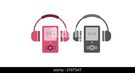 Headphones with smartphone. Icon on colorful buttons Stock Vector