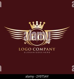 EO Letter Initial with Royal Wing Logo Stock Vector