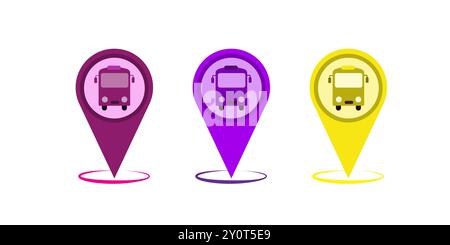 Bus With Navigation Location Map Pin Icon Vector Illustration Stock Vector