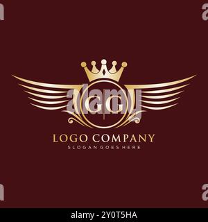 GG Letter Initial with Royal Wing Logo Stock Vector