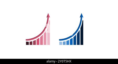 Growing bar graph icon on circle line. Rising arrow symbol vector Stock Vector