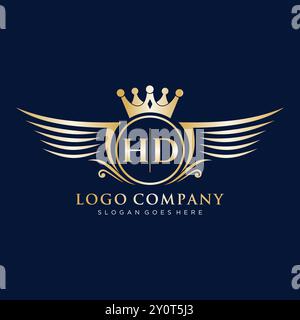 Luxury royal wing Letter HD crest Gold color Logo vector, Victory logo ...