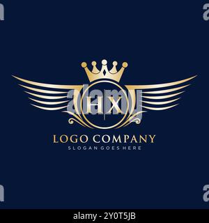 Luxury royal wing Letter HX crest Gold color Logo vector, Victory logo ...
