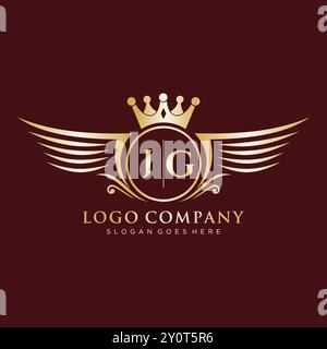 JG Letter Initial with Royal Wing Logo Stock Vector