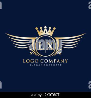 Luxury royal wing Letter LX crest Gold color Logo vector, Victory logo ...