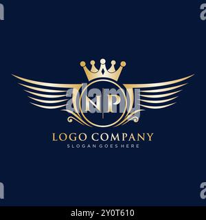 NP Letter Initial with Royal Wing Logo Stock Vector