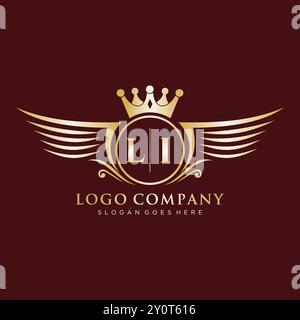 LI Letter Initial with Royal Wing Logo Stock Vector