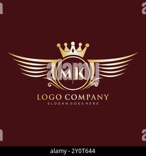 Luxury royal wing Letter MK crest Gold color Logo vector, Victory logo ...
