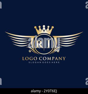 Luxury royal wing Letter RJ crest Gold color Logo vector, Victory logo ...