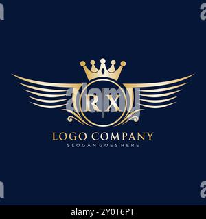 RX Letter Initial with Royal Wing Logo Stock Vector