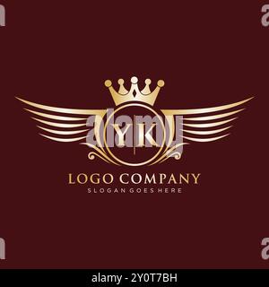Luxury royal wing Letter YK crest Gold color Logo vector, Victory logo ...