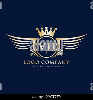 Luxury royal wing Letter VH crest Gold color Logo vector, Victory logo ...
