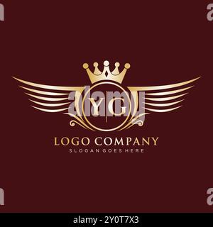 YG Letter Initial with Royal Wing Logo Stock Vector