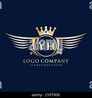Luxury royal wing Letter YH crest Gold color Logo vector, Victory logo ...