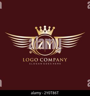 ZY Letter Initial with Royal Wing Logo Stock Vector