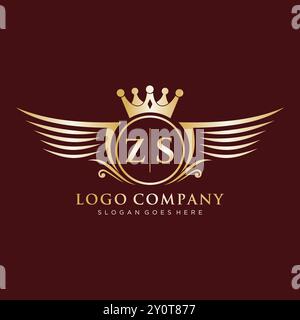 ZS Letter Initial with Royal Wing Logo Stock Vector